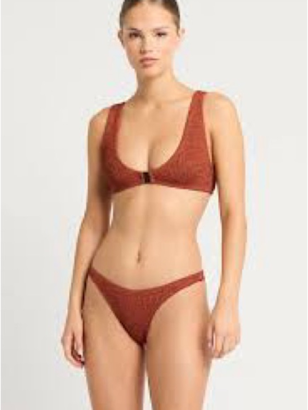 bond-eye Rust Textured Scoop Bikini Set